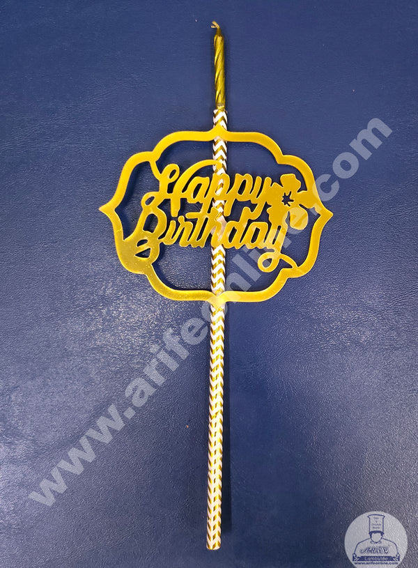 Cake Decor Acrylic Happy Birthday Topper with Candle For Cake And Cupcake ( SBMT-ATC-003 )