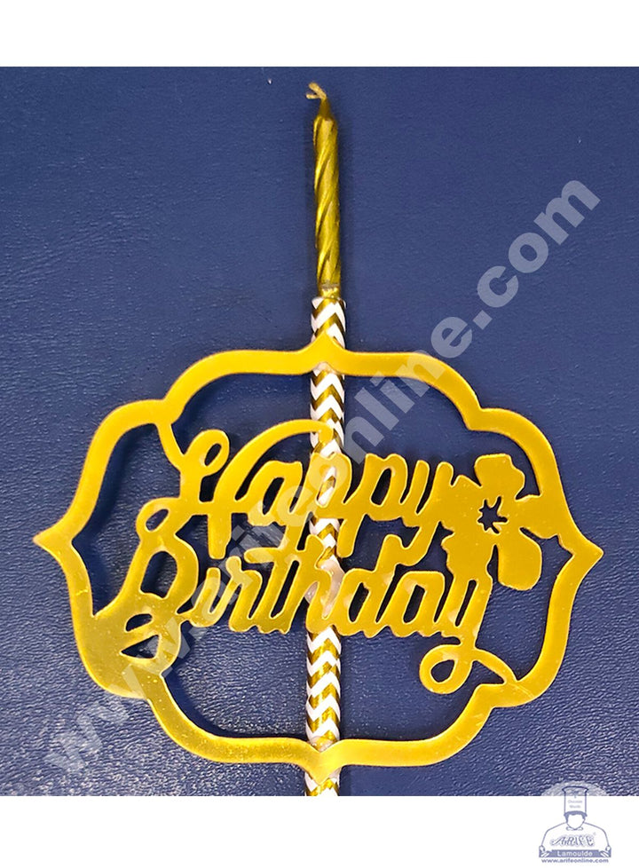 Cake Decor Acrylic Happy Birthday Topper with Candle For Cake And Cupcake ( SBMT-ATC-003 )