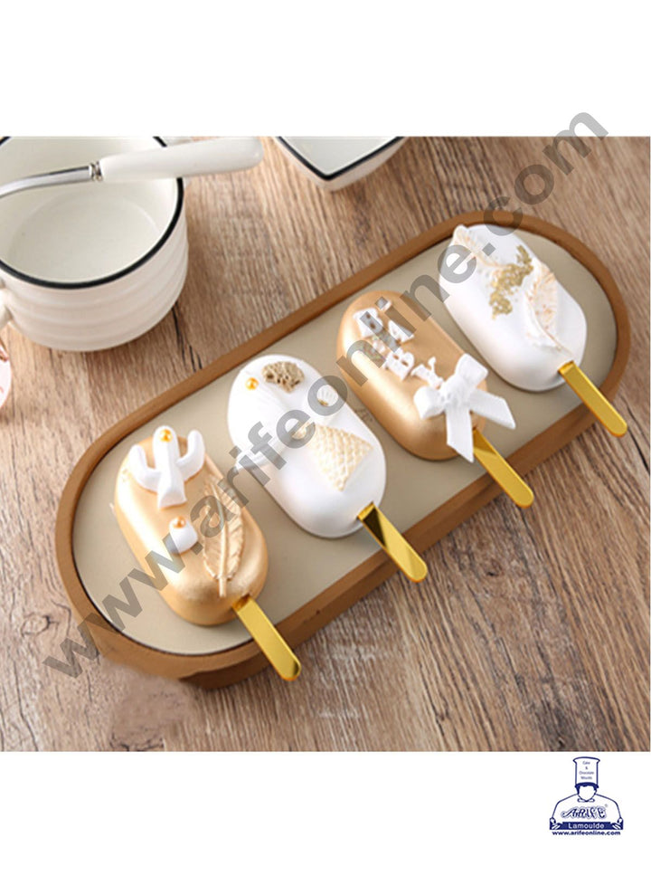 Cake Decor Acrylic Ice cream Sticks For Cakesicle Popsicle and Candy - Golden ( 10pcs )
