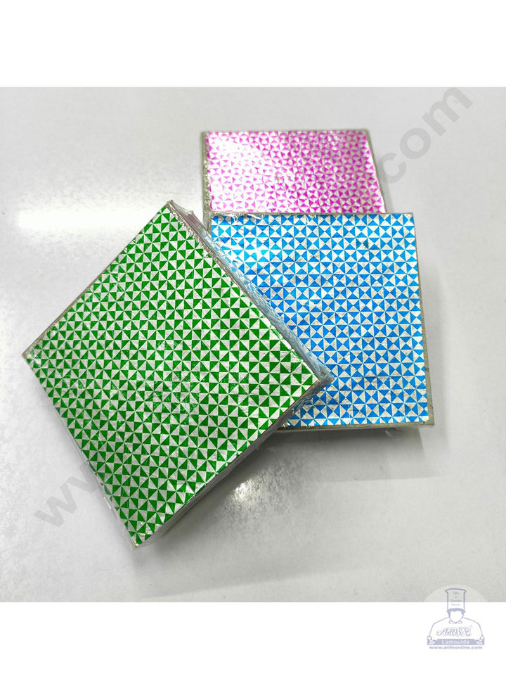 Cake Decor Aluminum Cut Foil Chocolate Wrapper- Multicolor Triangle Print (8cm*8cm)
