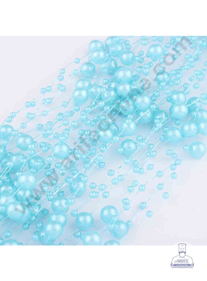 Cake Decor Artificial Pearls String Beads Chain Garland Flowers Wedding Christmas Party Decoration 3mm 8mm Beads - Blue