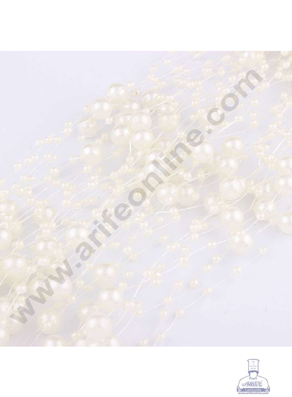 Cake Decor Artificial Pearls String Beads Chain Garland Flowers Wedding Christmas Party Decoration 3mm 8mm Beads - White (SBBD-001)