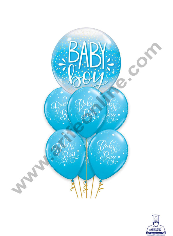 Cake Decor Baby Boy Theme Balloons Set ( Pack of 7 Pcs )