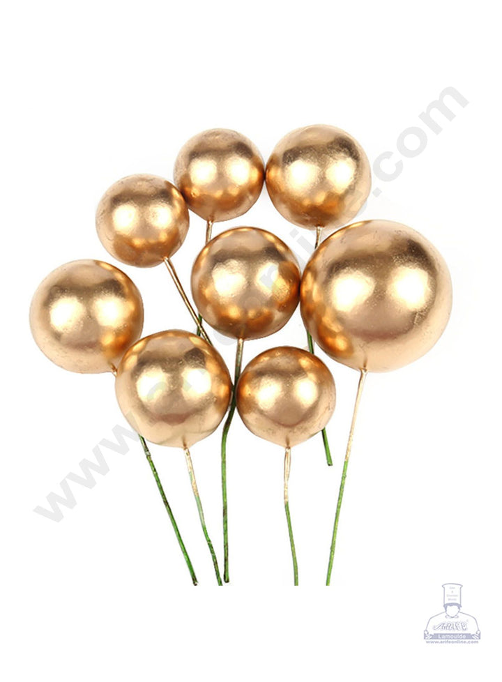 Cake Decor 2 cm Golden Balls Topper For Cake and Cupcake Decoration - (10pcs Pack)