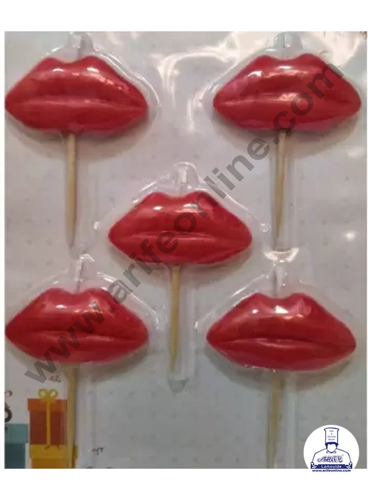 Cake Decor Beautiful Lips Shape Candle for Party Decoration for Cake and Cupcake - Red - Set of 5 Pc
