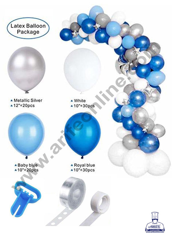 Cake Decor Blue Theme Latex Balloons Package Set For Party Balloon Decoration (Pack of 100 pc )