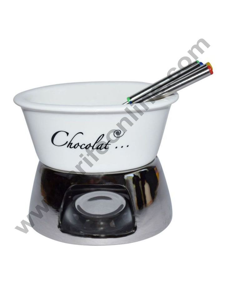Cake Decor Ceramic Chocolate Fondue Set With Forks 6Pcs
