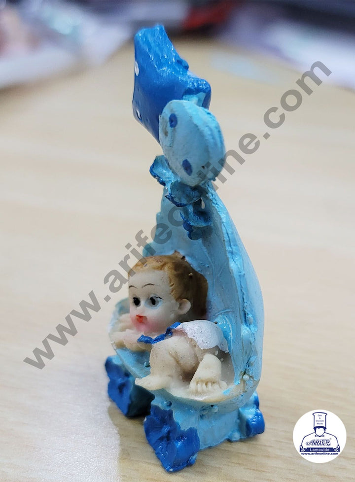 Cake Decor Ceramic Mini Baby Topper for Cake and Cupcake Decoration – Blue Cart Baby Boy