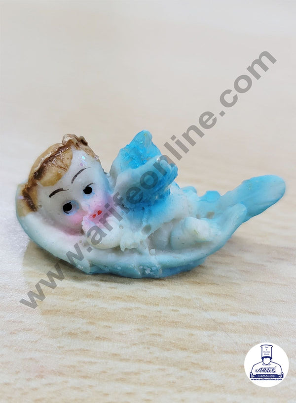 Cake Decor Ceramic Mini Baby Topper for Cake and Cupcake Decoration – Blue Sleeping Baby Prince