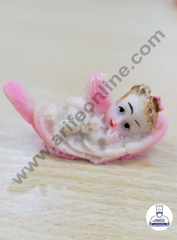 Cake Decor Ceramic Mini Baby Topper for Cake and Cupcake Decoration – Pink Sleeping Baby Princess