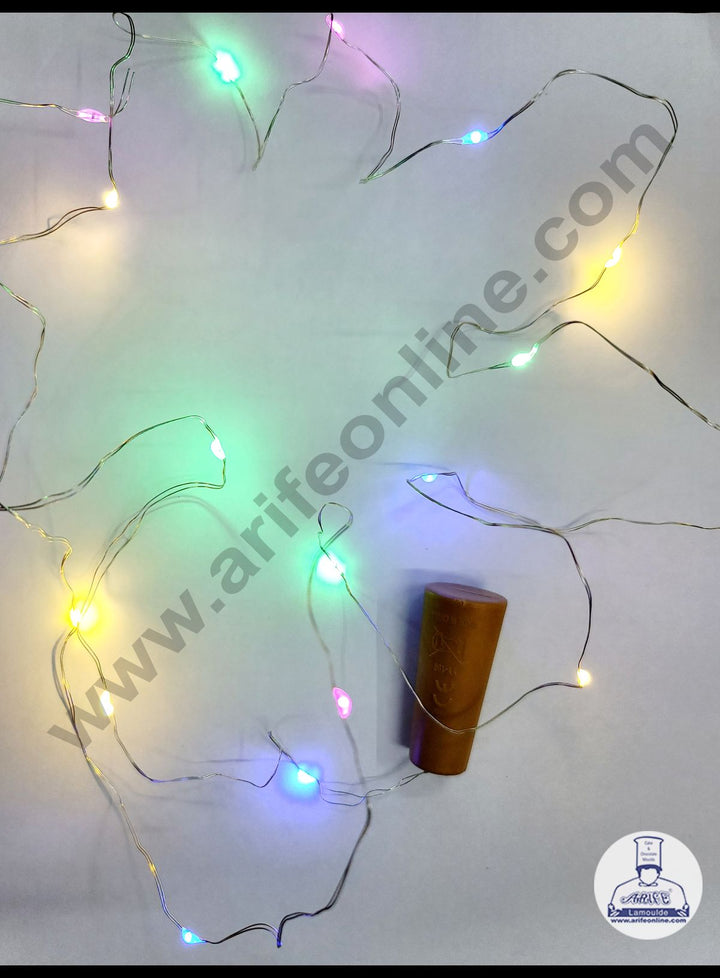 Cake Decor Copper String LED light 2 Meter Multicolor 20 LED Bottle Cork Operated Decorative Lights