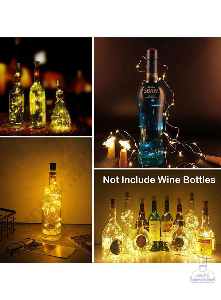 Cake Decor Copper String LED light 2 Meter Yellow Color 20 LED Bottle Cork Operated Decorative Lights