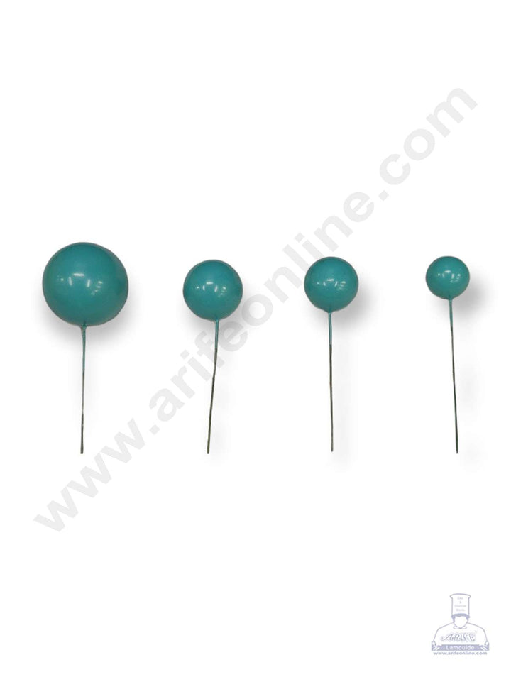 Cake Decor Cyan Balls Topper For Cake and Cupcake Decoration - (20pcs Pack)