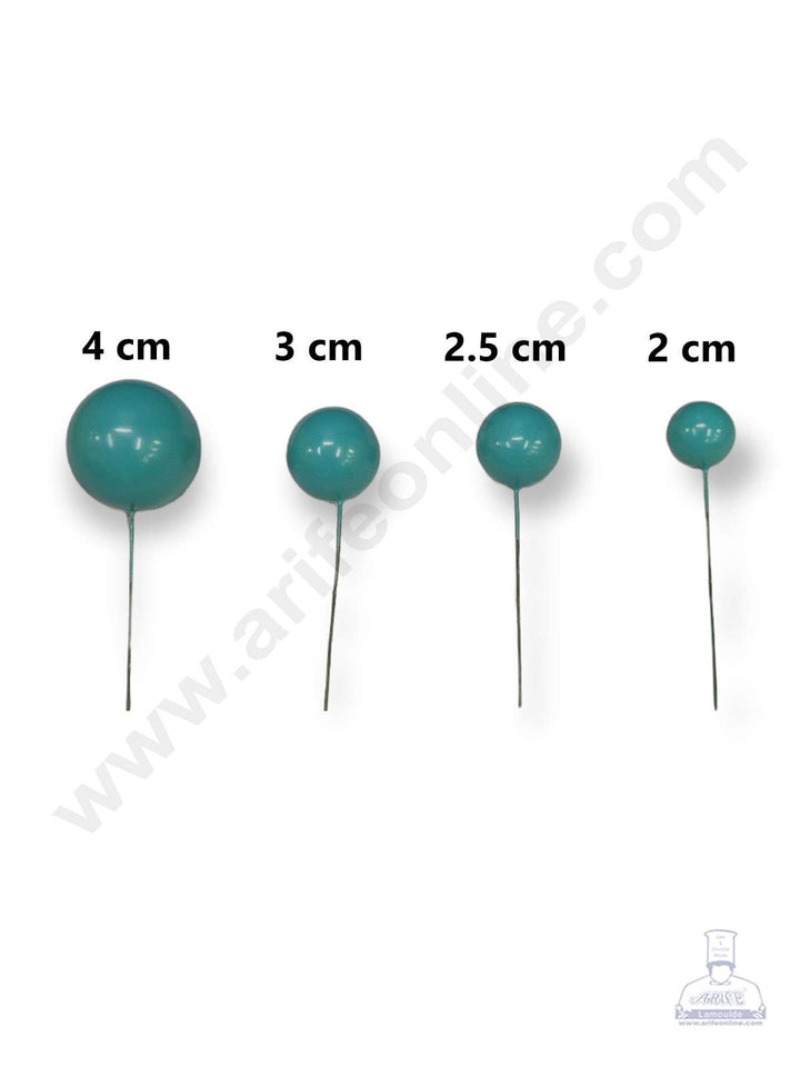 Cake Decor Cyan Balls Topper For Cake and Cupcake Decoration - (20pcs Pack)