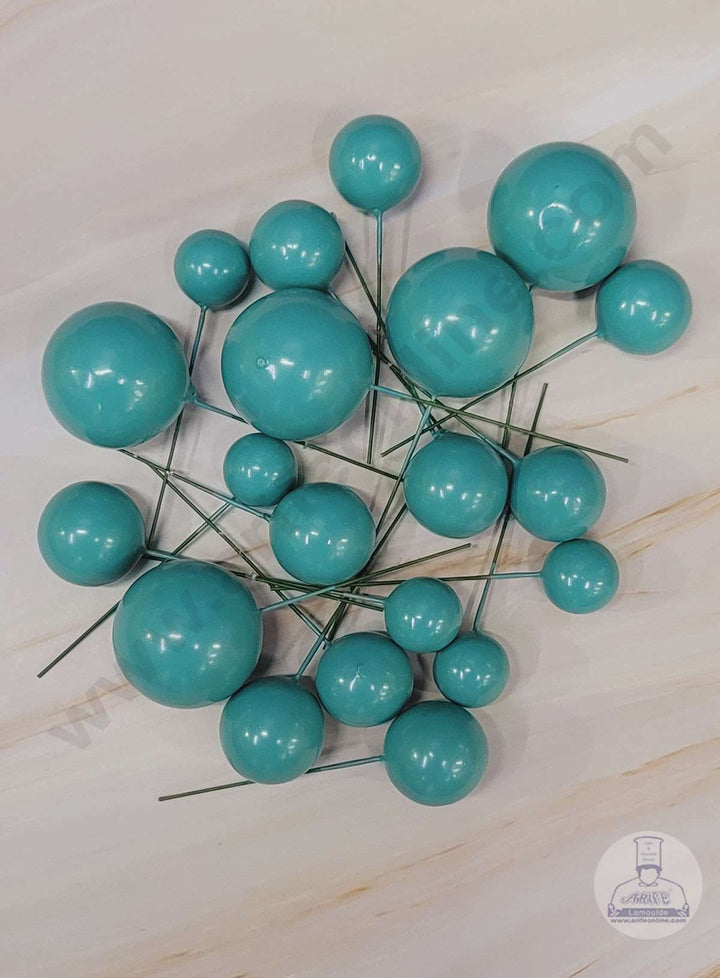 Cake Decor Cyan Balls Topper For Cake and Cupcake Decoration - (20pcs Pack)