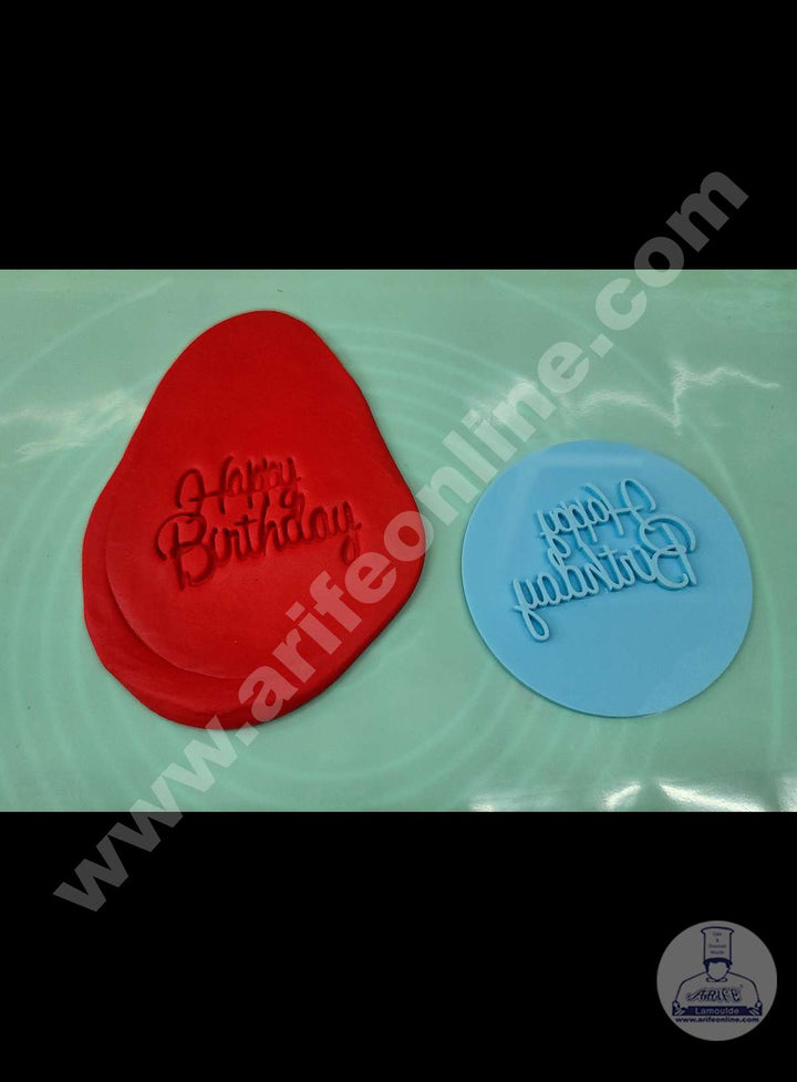 Cake Decor DIY Sweet Stamps For Fondant Embosser Round - Happy Birthday