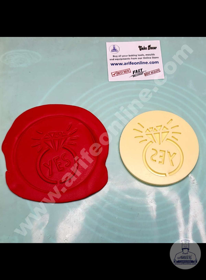 Cake Decor DIY Sweet Stamps For Fondant Embosser Round - Yes With Diamond Ring