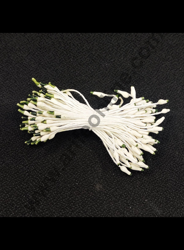 Cake Decor Dark Green White Dual Color Small Thread Pollen Pack of 10 Bunches for Flower Making