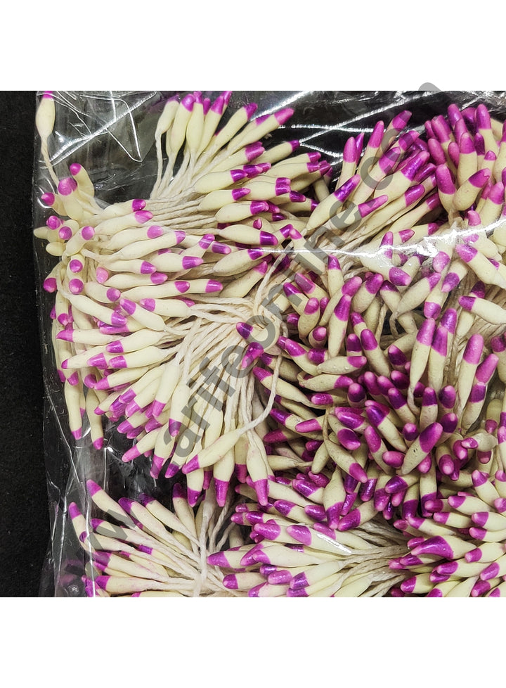 Cake Decor Dark Pink White Dual Color Small Thread Pollen Pack of 10 Bunches for Flower Making