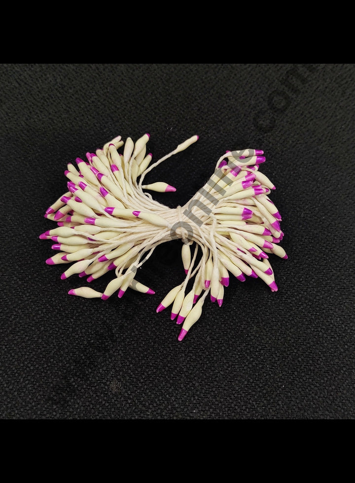 Cake Decor Dark Pink White Dual Color Small Thread Pollen Pack of 10 Bunches for Flower Making