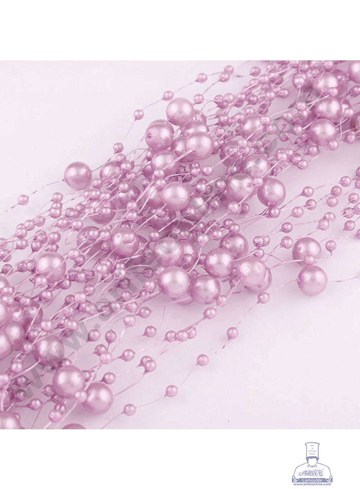 Cake Decor Dusty Purple Artificial Pearls String Beads Chain Garland Flowers Wedding Christmas Party Decoration 3mm 8mm Beads (SBBD-11)