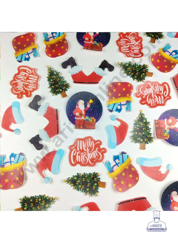Cake Decor Edible Pre Cut Wafer Paper - Christmas Special Santa Theme - (Set of 10 pcs)