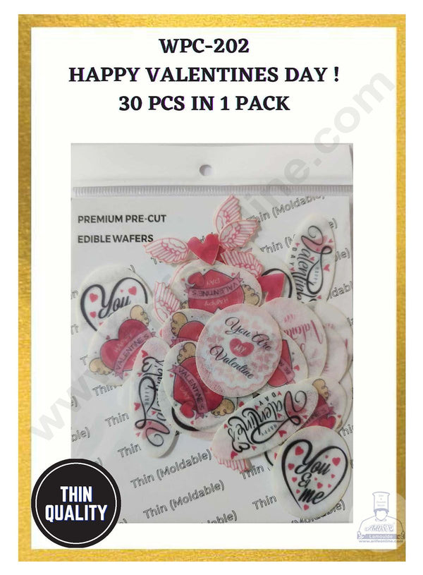 Cake Decor Edible Pre Cut Wafer Paper - Happy Valentines Day ! Cake Topper - (Set of 30 pcs) WPC-202