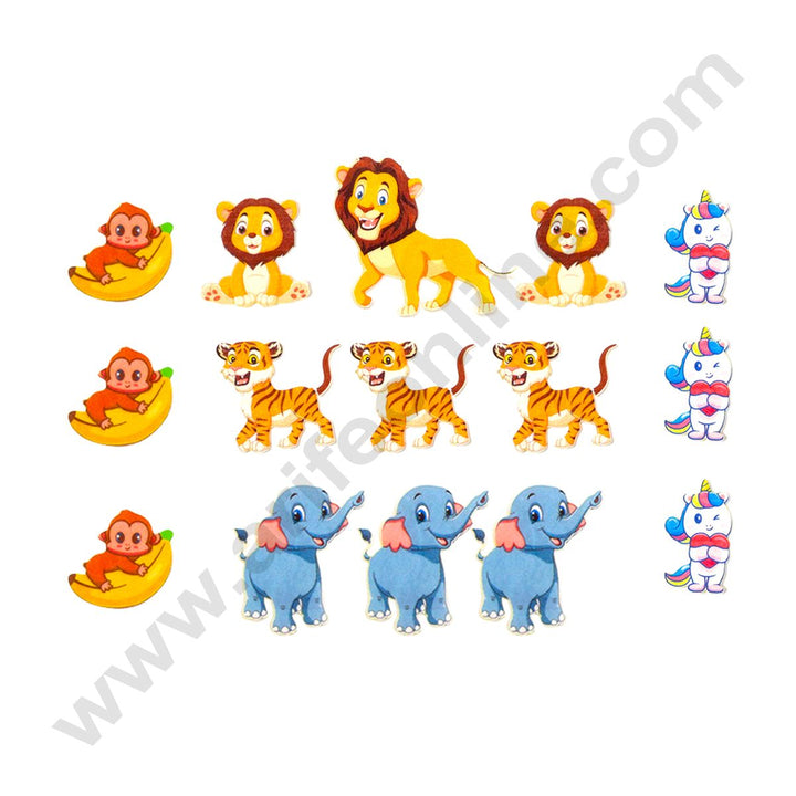 Cake Decor Edible Pre Cut Wafer Paper - Jungle Theme - (Set of 16 pcs)