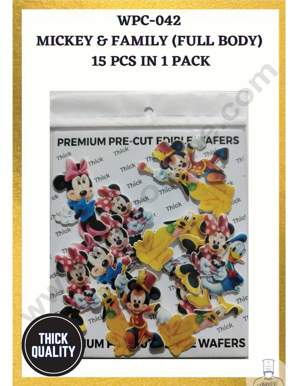 Cake Decor Edible Pre Cut Wafer Paper - Mickey and Family Theme - (Set of 15 pcs)