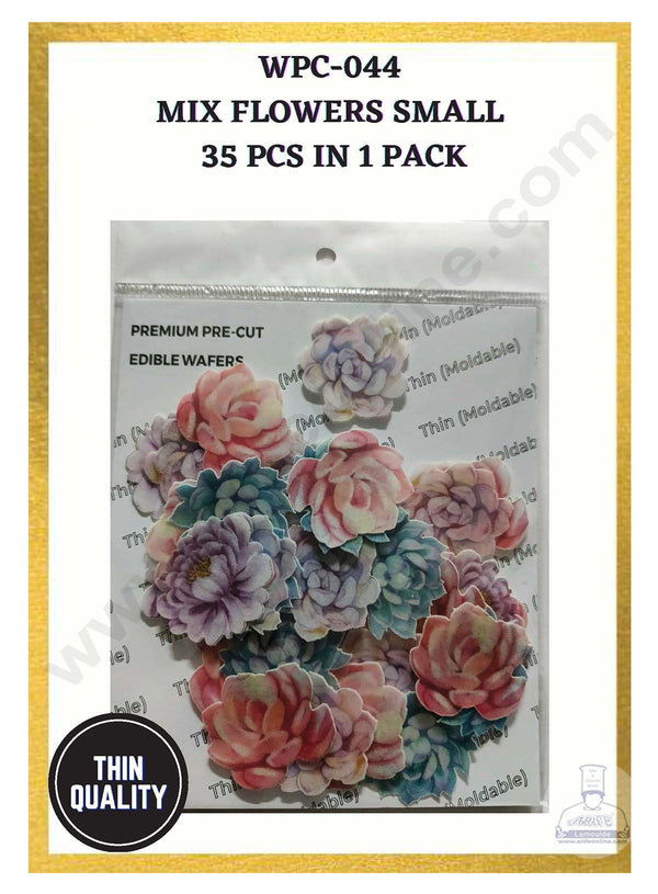 Cake Decor Edible Pre Cut Wafer Paper - Mix Flowers Cake Topper - Small (Set of 35 pcs) WPC-044