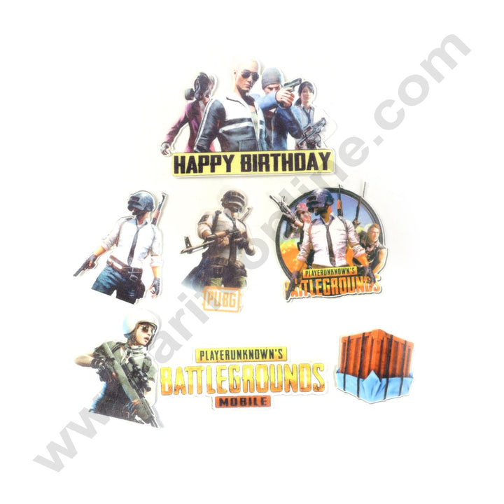 Cake Decor Edible Pre Cut Wafer Paper - Pubg Theme - (Set of 7 pcs)