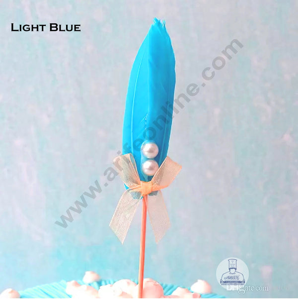 Cake Decor Feather Topper For Cake Decorations - Light Blue ( 1 pc Pack )