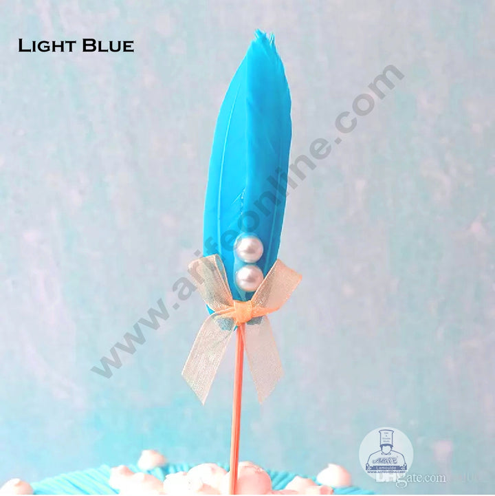 Cake Decor Feather Topper For Cake Decorations - Light Blue ( 1 pc Pack )