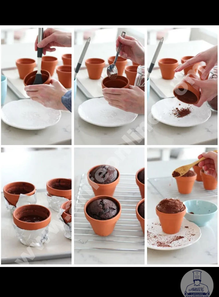 Cake Decor Flower Pot Shape Plastic Mud Cake Pot Cupcake Mold with Handle ( 20 pc Pack )
