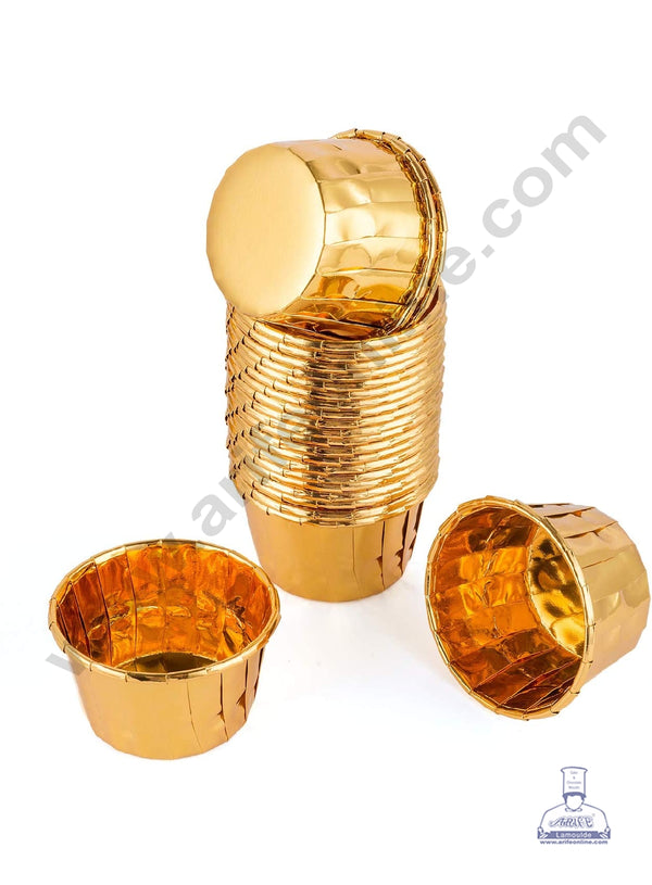 Cake Decor Golden Foil Coated Direct Bake-able Paper Muffin Cups - Gold (50 Pcs)