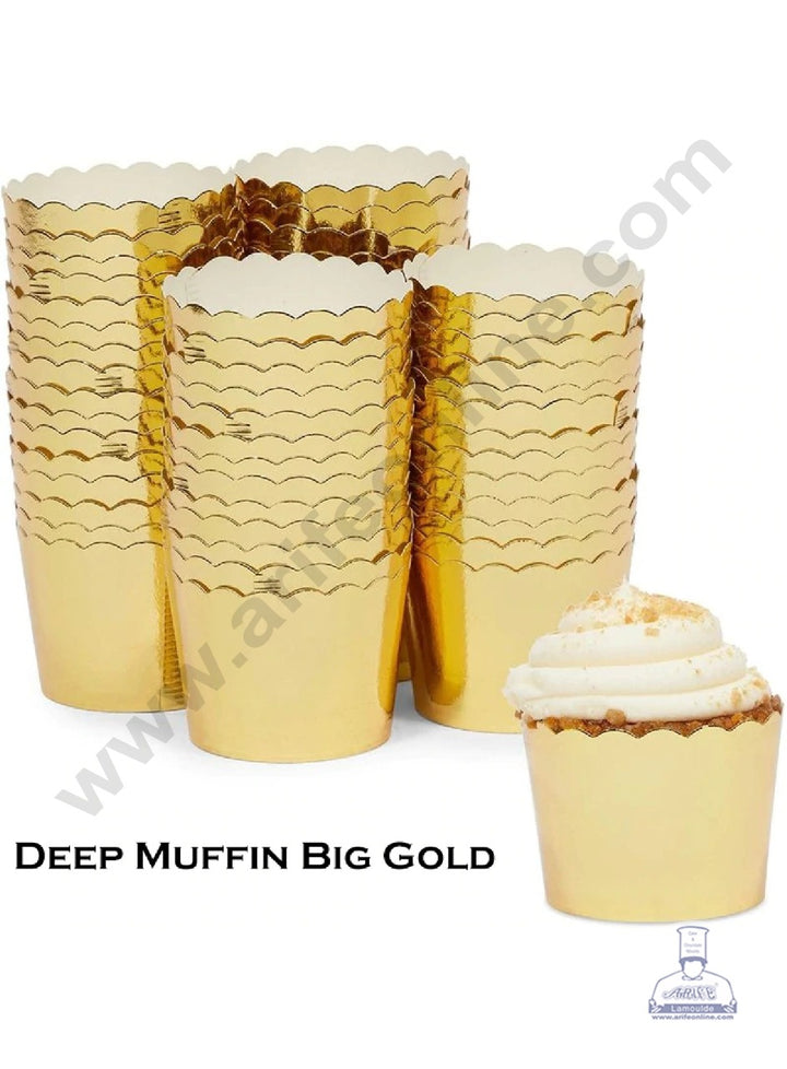 Cake Decor Golden Paper Muffin Cupcake Baking Cups Cupcake Cup Liner Inch Top Big (50Pcs Pack)