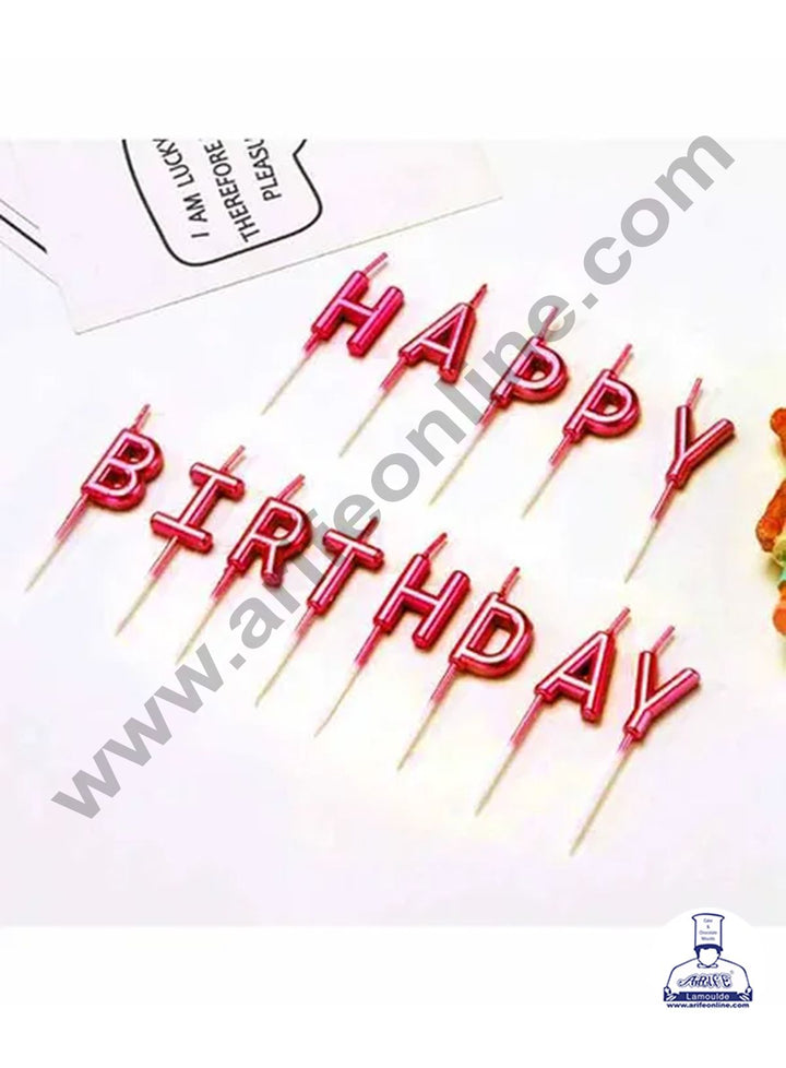 Cake Decor Happy Birthday Candle for Birthday Party Decoration for Cake and Cupcake – Red ( Set of 13 Pc )