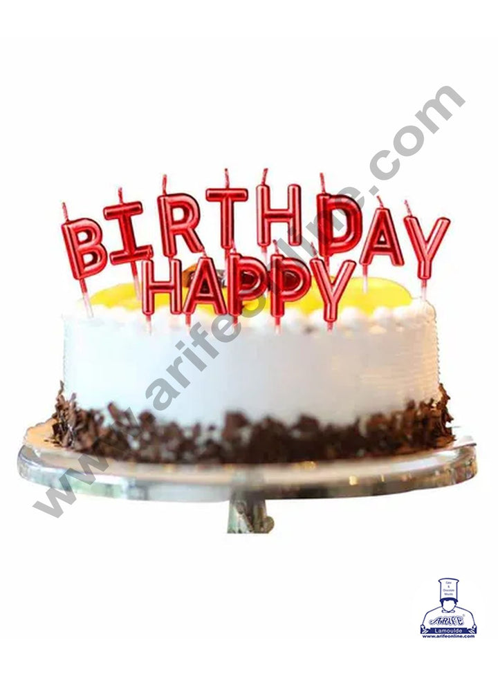 Cake Decor Happy Birthday Candle for Birthday Party Decoration for Cake and Cupcake – Red ( Set of 13 Pc )