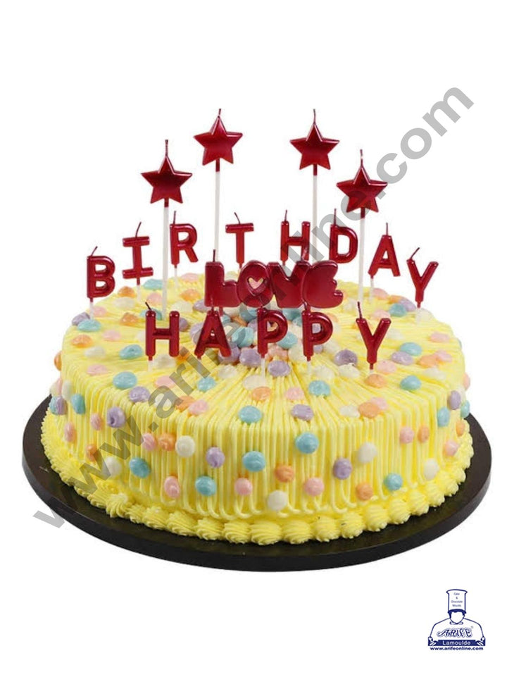 Cake Decor Happy Birthday Candle for Birthday Party Decoration for Cake and Cupcake – Red ( Set of 13 Pc )