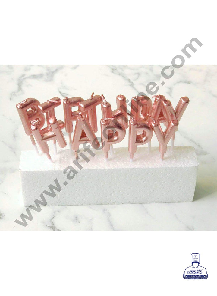 Cake Decor Happy Birthday Candle for Birthday Party Decoration for Cake and Cupcake – Rose Gold ( Set of 13 Pc )