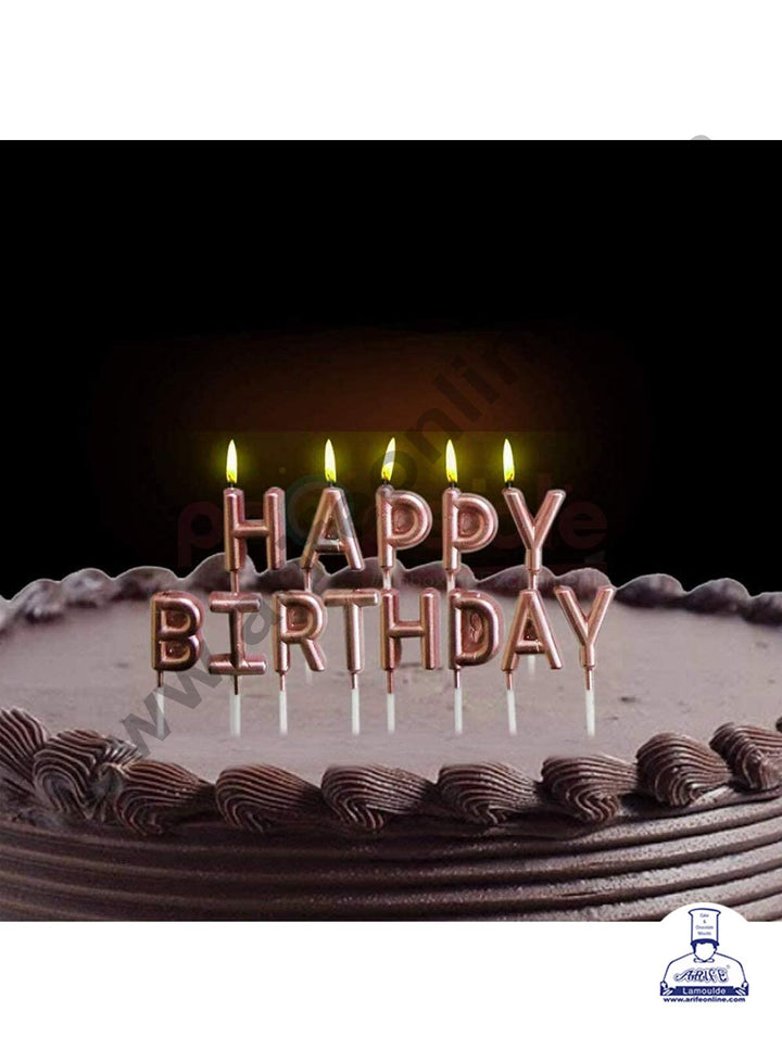 Cake Decor Happy Birthday Candle for Birthday Party Decoration for Cake and Cupcake – Rose Gold ( Set of 13 Pc )