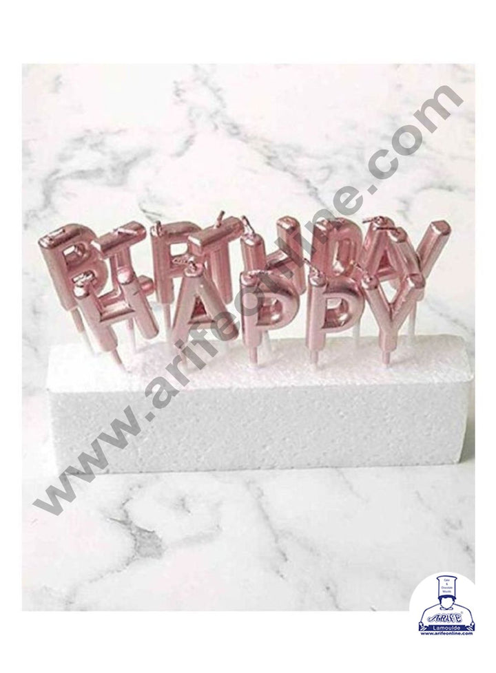 Cake Decor Happy Birthday Candle for Birthday Party Decoration for Cake and Cupcake – Rose Gold ( Set of 13 Pc )