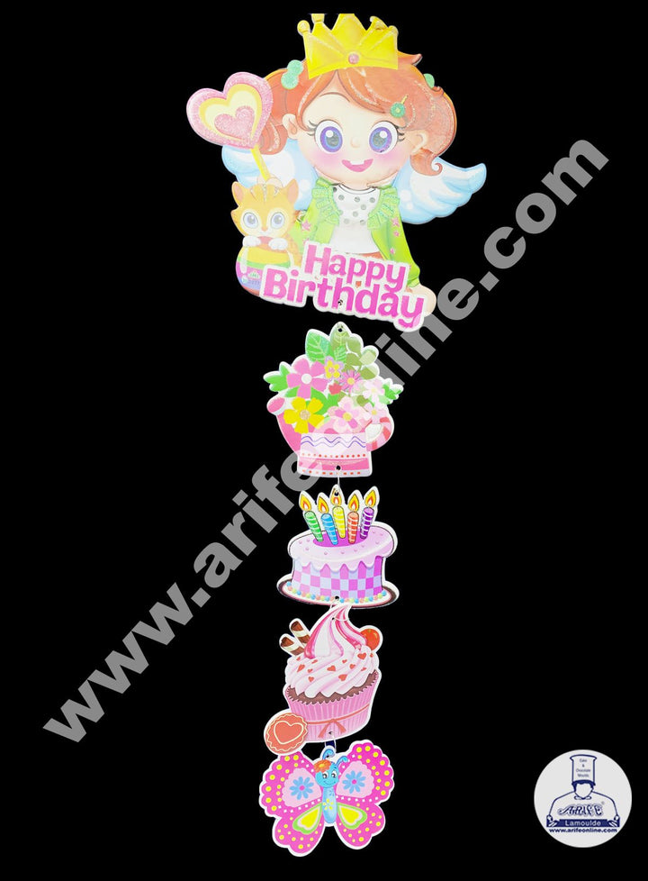 Cake Decor Happy Birthday Girl Theme Foam Banners for Birthday Decoration - Set of 1 Pc