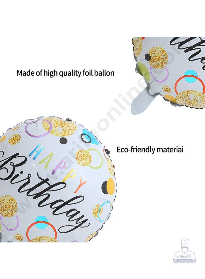 Cake Decor Happy Birthday Self Inflating Foil Balloons with Stick (Set of 6 pcs)