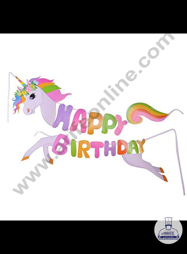 Cake Decor Happy Birthday Unicorn Banners for Birthday Decoration - Set of 37 Pc