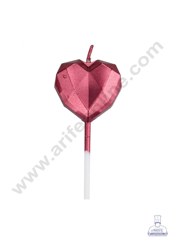 Cake Decor Heart Theme Candle for Party Decoration for Cake and Cupcake - Red - Set of 1 Pc