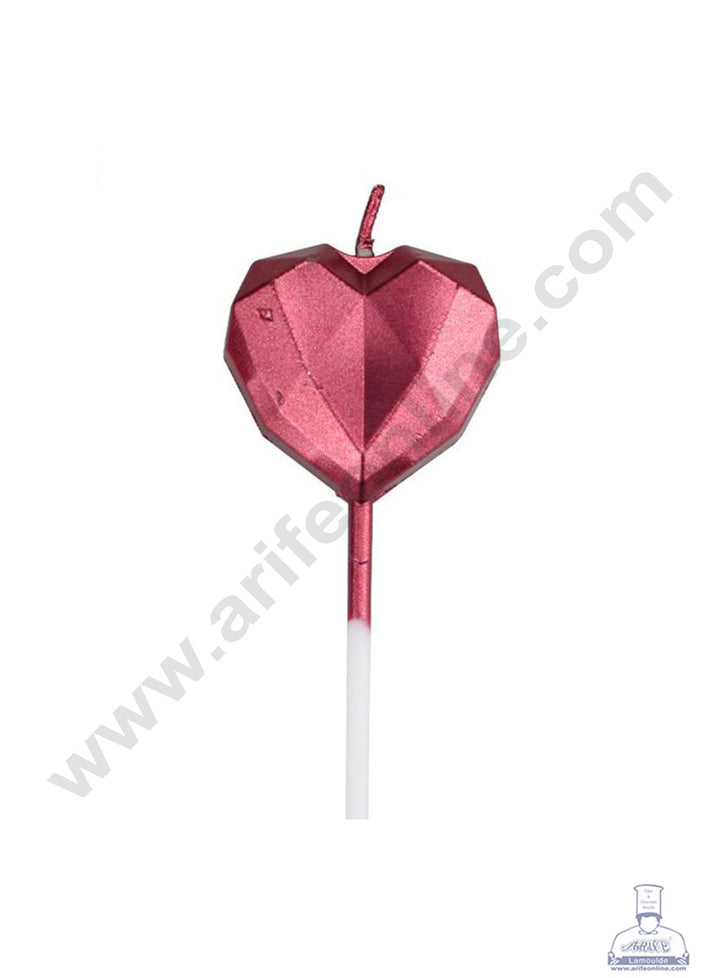 Cake Decor Heart Theme Candle for Party Decoration for Cake and Cupcake - Red - Set of 1 Pc