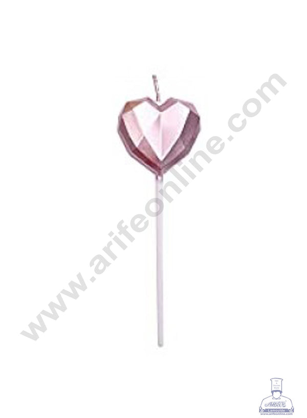 Cake Decor Heart Theme Candle for Party Decoration for Cake and Cupcake - Rose Gold - Set of 1 Pc