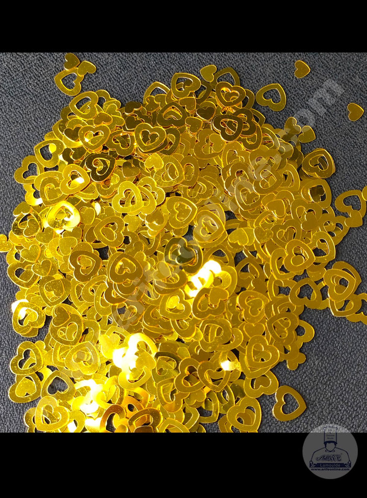 Cake Decor Heart in Heart Shape Confetti for Table Party Decoration - Gold