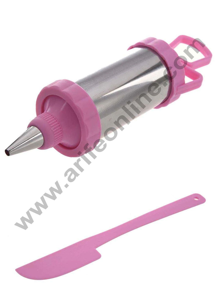 Cake Decor Cake Icing Pastry Decorator Plastic Stainless Steel Milker Piping Syringe with 4 Nozzles and 1 Spatula